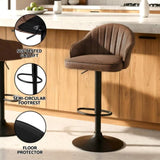 Artiss 2x Bar Stools Kitchen Swivel Gas Lift Counter Chair Shell Leather Brown BA-K-256-BRX2