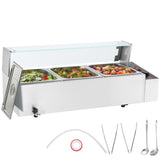 VEVOR Commercial Electric Food Warmer Countertop Buffet 3*8Qt with Glass Shield V952-SYSPBWQ312FSFY1YSV3