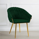 SERENIT Emerald Green Modern Velvet Dining Chairs, Upholstered Living Room Chair with Woven Back V255-SE-GP1801-DC-EGREEN