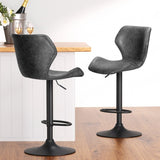 Artiss 4x Bar Stools Vintage Leather Gas Lift Black BA-K-9977-BKX4