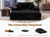 Artiss Sofa Bed Lounge Chair Sleeper Couch Chaise Single Seater Faux Fur Black SB-COMP-CHA-CH-BK
