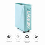 Rolling Slim Laundry Basket with Universal Wheels Corner Foldable Oxford Cloth Laundry Hamper Mesh V1294-YM0901-H20026BL