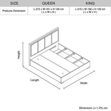 King 4 Pcs Bedroom Suite with Tallboy Fabric Combination of Black & Cement Colour V43-BDS-COP-4PC-TBY-K