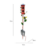 Colourful Birdhouse Stake w Gardenfork 91cm V637-74159BRD