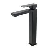 Matt Black Stainless Steel Square Tall Basin Mixer Sink Tap High Vanity Spout V1233-KSQ104B