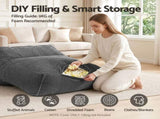 Artiss Bean Bag Chair Cover Soft Corduroy Stuffed Animal Storage Bean Bag Cover for BD-COVER-LOUNGE-S-GR
