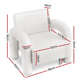 Artiss Armchair Accent Chair Lounge Sofa Couch Curved Seat Boucle White UPHO-E-ARM-03-TED-WH