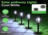 Solar Pathway Lights Outdoor, 8 Pack Metal Glass Solar Lights Outdoor Waterproof Auto On/Off V1079-COOLLIGHT01