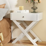 Artiss Bedside Table Drawers Side Table Storage Cabinet Nightstand White QARA FURNI-L-BS-1D-WH