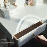Dressing Vanity Table Stool Set with Make-up LED Lighted Mirror-White V264-TAB-708C-WHE-NA-1