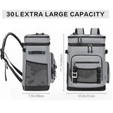 30L Camping Insulated Backpack Hot Cold Storage Gray V1142-LP1005009212286317