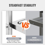 VEVOR Stainless Steel Cart, 3 Layers Lab Utility Cart 181 kg Weight Capacity, Medical Cart with V952-SYSSTCFB20134R3PNV0