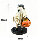 Black Cat Pumpkin Resin Halloweens Hand Painted Figure Art, Festive Shelf Table Cute Halloween V1192-AZ-W-35116