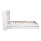 Artiss Queen Bed Frame with Storage Bookcase Headboard, USB & Type-C Ports & Drawers White WBED-F-BEDSIDE-WH-Q-ABC