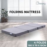 GOMINIMO 4 Fold Memory Foam Folding Mattress Dark Grey Velvet V227-3720101008540