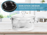 High Borosilicate Glass Stew Pot with Double Handles and Cover Heat Resistant Cookware for Slow V1369-AZ3-W-16238