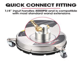 Jet-USA 15" Stainless Steel Pressure Washer Surface Cleaner, 1/4" Fitting, For Concrete Driveway V219-PRWCLNJT15SA