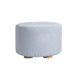 Fabric Ottoman Round Wooden Leg Foot Stool - LIGHT BLUE V274-FT-GQST01-LBU