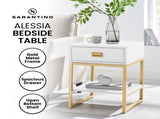 Sarantino Alessia Bedside Table - White/Gold TBL-392-11-WHG
