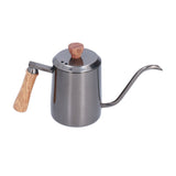 600ml Stainless Steel Manual Coffee Pot Long Narrow Spout Pour Over Kettle with Wooden HandleGray V1294-YM0710-3118210281011