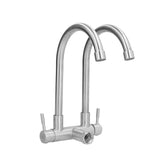 G3/4 Double Nozzle Single Cold Faucet 360 Degree Rotating 304 Stainless Steel Basin Tap for Kitchen V1294-YM0523-3112210105711