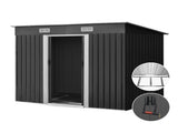 Giantz Garden Shed 2.38x1.31M w/Metal Base Sheds Outdoor Storage Tool Workshop Sliding Door SHED-FLAT-4X8-BASE-ABC
