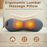 Triple Fusion Back Massager, 3-in-1 Electric Lumbar Support Pillow Heat, Vibration & Air Traction, V1107-110-96745-DKG