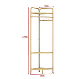 Corner Gold Clothing Rack Stylish Clothes Storage Stand for Bedroom & Wardrobe V63-921081