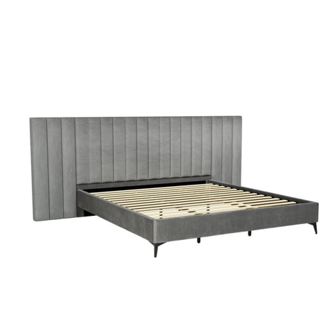 Artiss Bed Frame King Size Velvet Grey LOTT BFRAME-K-LOTT-K-GY-ABCD