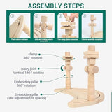 Embroidery Frame Rotating, Tool-Free Setup, with 15cm & 20cm Hoops, for Cross Stitch, Embroidery, V1107-120-69078-WOO-EMBROIDERYSTAND
