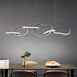 BAMDECOR A24126 Nordic Minimalist LED Pendant Light Adjustable Modern Ring Chandelier for Dining V255-BAM-L-24126-150-BLK