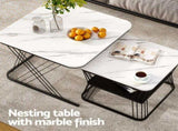 Artiss Nesting Coffee Table Set of 2 Marble Effect FUR-V-COF-02-MBWH