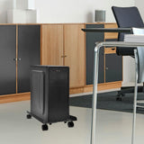 Black Steel Computer Tower Stand with Wheels Movable PC Cart for Monitor and Desktop Organization V1369-AZ3-W-13017