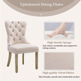 2x Velvet Dining Chairs Upholstered Tufted Kithcen Chair with Solid Wood Legs Stud Trim and V226-SW8801BG