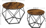 Set of 2 Side Tables Robust Steel Frame Rustic Brown and Black V178-11796