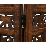 Elephant 4 Panel Room Divider Screen Privacy Shoji Timber Wood Stand - Burnt V315-WOWP-002