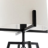 Modern Scandi Metal Dimmable Table Desk Lamp Light w/ Linen Shade - Matte Black V563-75182