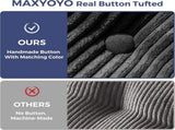 Foldable Corduroy Sofa Bed with Tufted Buttons and Side Buckle Straps, Convertible Lounger for V1341-ZY-WB52SDVY-GREY