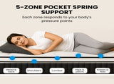 KINGSTON SLUMBER RelaxMax 31cm King Single Mattress, Medium, Euro Top, 5-Zone, Pocket Spring, V219-BEDMATKSST2A