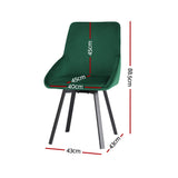 Artiss Dining Chairs Set of 4 Velvet Swivel Base Green DINING-B-C03-VEL-GNX4