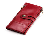 women's leather wallet, anti-skimming wallet, retro style wallet, Korean fashion wallet, long wallet V1106-939-98020-BOT-L