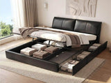 Artiss Queen Bed Frame Gas Lift Storage 3 Drawers Adjustable Headboard Platform Bed Black BFRAME-G-APEX-Q-BK-ABC