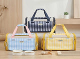 Plaid Portable Pet Carrier, Foldable Soft-Sided, 442828cm, Oxford & Polyester, Mesh & Roll-Up V1232-BXSTB-CW-001