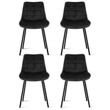 Artiss 4x Dining Chairs Velvet Tufted Kitchen Lounge Cafe Accent Chair Black DINC-K-799-BKX4