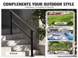 Outdoor Handrails for Steps, 4-5 Step Stair Rail Kit, Black Square Tube with Horizontal Bar, Carbon V952-FGDHGZLSLZFSY0FVPV0