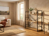 CARLA HOME 3 Tier Bookshelf - Industrial Display Shelf - Brown - Rustic - Steel - Living Room Office V178-36412