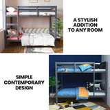 KINGSTON SLUMBER Single Bunk Bed Frame, Solid Pine 2-in-1 Modular Design, Converts to 2 Single Beds, V219-BEDBFSKS14GA