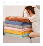 200*230CM Orange Ultra-Soft Dual-Sided Waffle & Plush Fleece Blanket - Large Cozy Throw for Bed & V888-ELOSUNG32589