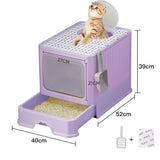 Top-Entry Cat Litter Box with Drawer-Enclosed Design, Easy Clean, Odor Control, Anti-Tracking Lid V888-ELOSUNG10202