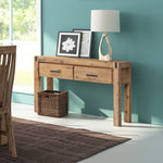 Hall Table 2 Storage Drawers Solid Acacia Wooden Frame Hallway in Oak Color V43-HT-NOW-OAK